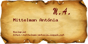 Mittelman Antónia névjegykártya
